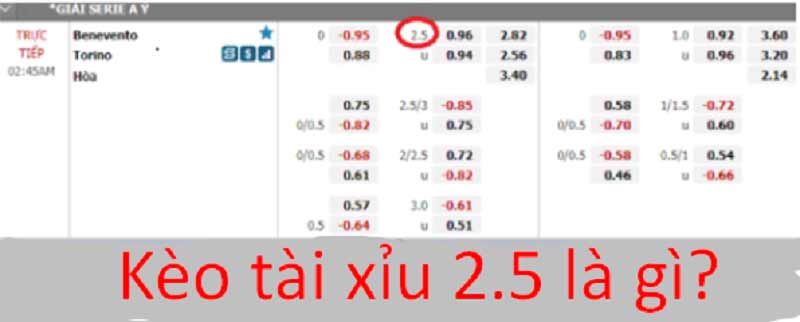 Kèo tài xỉu 2.5 được hiểu là gì?